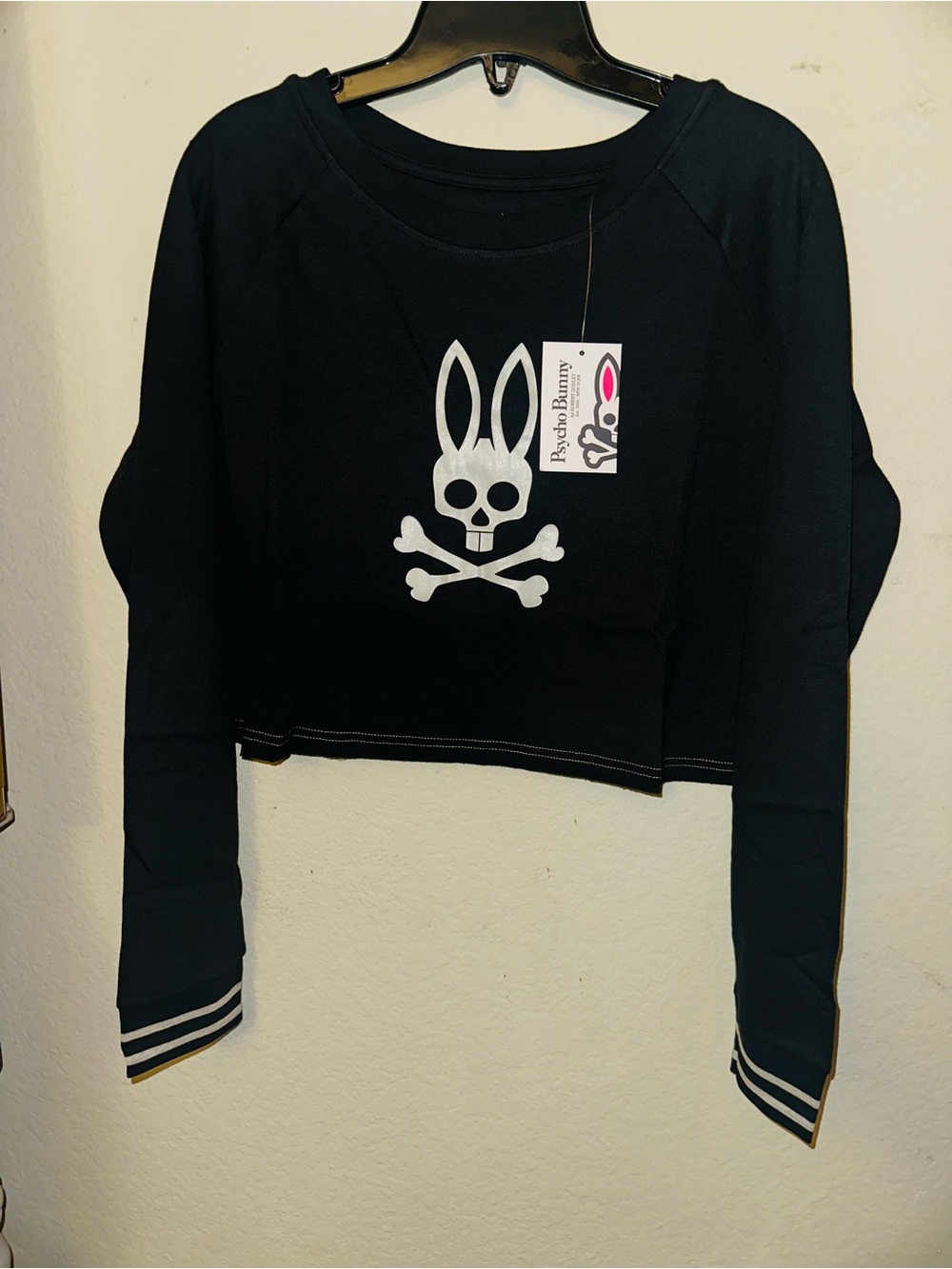 Psycho bunny black crop long sleeve size medium BNWT